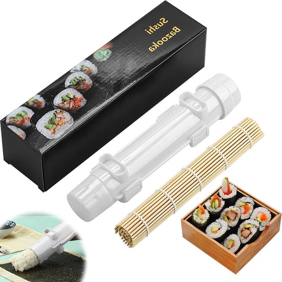 Sushi Bazooka Sushi Set Mit Sushi Rollmatte, Reis, Gemüse, Fleisch, Diy Sushi Set, Küchenutensilien, Sushi Formpresse (weiß)