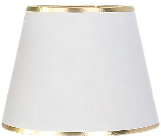 Weißer Lampenschirm Mit Goldrand – Oberer Durchmesser 14 Cm, Höhe 17 Cm, Unterer Durchmesser 22 Cm – Ausführung 1