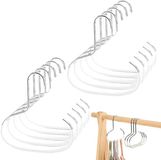 Stahlhaken – Kleiderbügel, Schalhalter – Platzsparend – Multifunktional – 10 Stück – Weiß