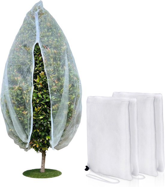 Insektenschutznetz Mit Reißverschluss Und Kordelzug 2er Pack Insekten Und Vogelschutznetz Für Den Garten Feinmaschiges Gartennetz Weiß 60 X 80 Cm