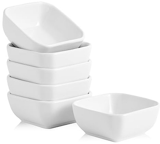 Keramik-dipschalen-set, 6-teilig – 85 Ml – Quadratische Mini-sojasaucenschalen – Weiß