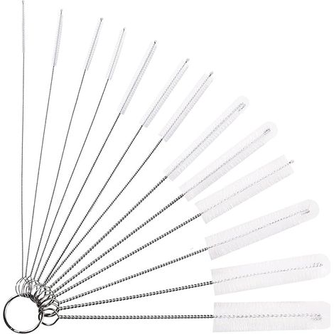 13-teiliges Reinigungsbürsten-set, Wasserkocherbürste, Strohhalmbürsten, Für Strohhalme, Trichter, Teekannen, Düsen, Tastaturen, Weiß