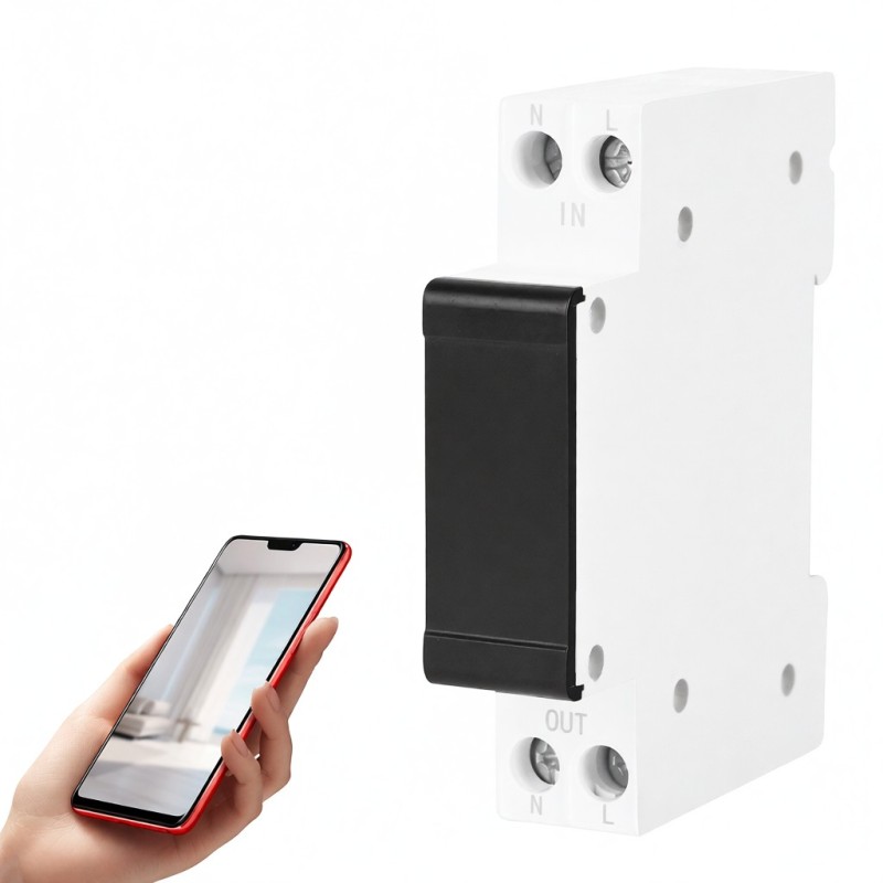 Tuya Wifi Smart-schalter Für Din-schiene Mit Stromverbrauchserkennung, Fernsteuerung Per Mobil-app Und Messfunktion, Kompatibel Mit Google Assistant.