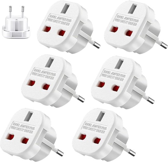 6 Adapter Von Britischem Stecker Auf Italienischen Stecker – Adapter Von Großbritannien Auf Eu-stecker – Adapter Typ G – Universal-reiseadapter – Weiß