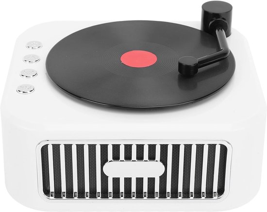 Kabelloser Lautsprecher Mit 360°-surround-sound, Vintage-plattenspieler, Hifi-lautsprecher Mit 1200-mah-akku, Unterstützung Für Speicherkarten Und Aux-modus (weiß)