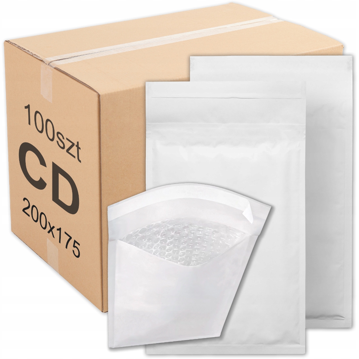 100 Weiße Luftpolsterumschläge Für Cds Und Dvds. Stabiler Karton.
