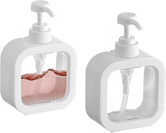 2 Stück Spülmittelspender 300 Ml Weißer Pumpspender Kleiner Kunststoff-seifenspender Nachfüllbar Mit Duschgel Shampoo Handseife Geeignet Für Bad
