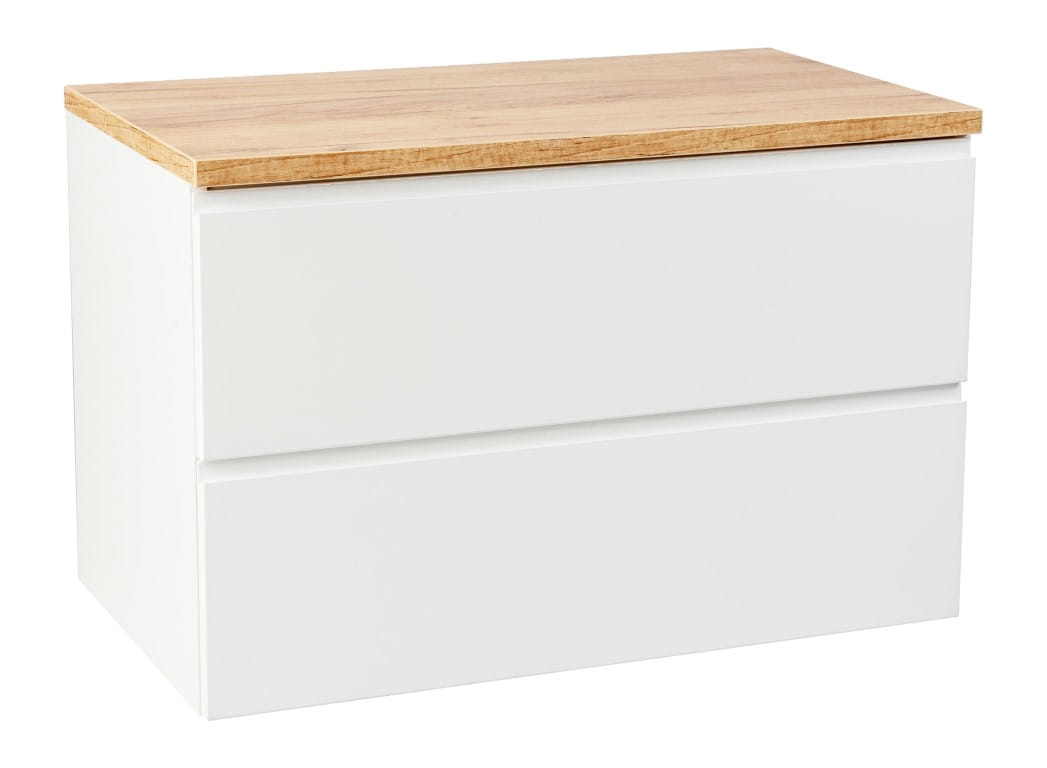 Badezimmerschrank 60x50 Cm, Wandhängend, Weiß Glänzend, Mit Modus-arbeitsplatte