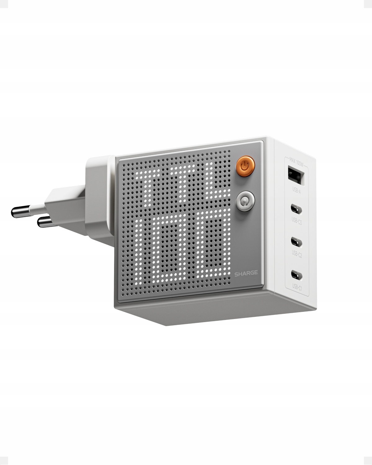 Sharge Pixel 100w Weißes Gan-wandladegerät Mit 4 Usb-c-anschlüssen Für Laptops Und Macbooks