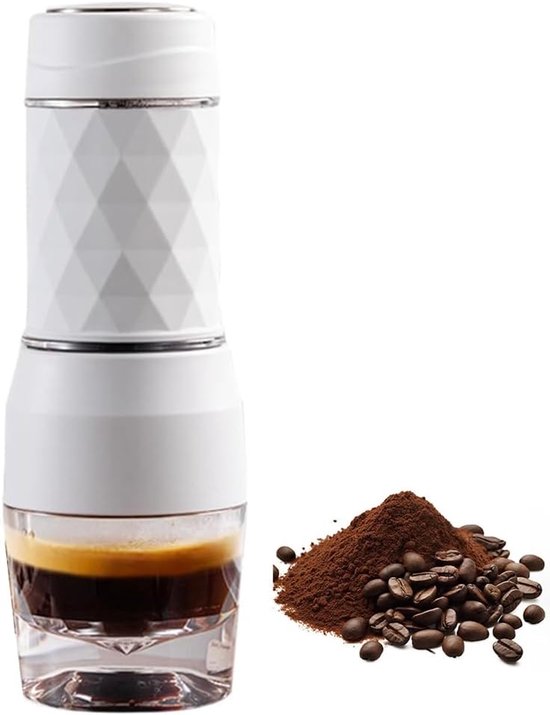 Tragbare Espressomaschine Kapseln Und Gemahlener Kaffee Weiß