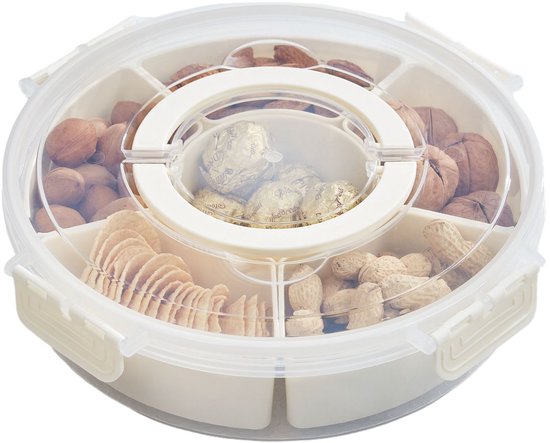 15 Teilig Drehbare Snackbox Snackbox Snackbox Mit Fächern Runde Snackbox Aufbewahrungsbox Mit Deckel Weiß Kunststoff