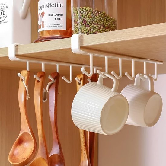 Set Mit 3 Becherhaltern Hängendes Becherregal Kein Bohren Erforderlich Küchenbecherhalter Mit Selbstklebenden Haken Für Tassen Weingläser Löffel Weiß
