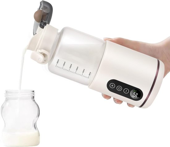 Tragbarer Flaschenwärmer Temperatur Einstellbar Von 37 Bis 55 C 300 Ml Milchwärmer Mit Lcd-display Bpa-freier Flaschenwärmer Für Reisen Und Auto Weiß