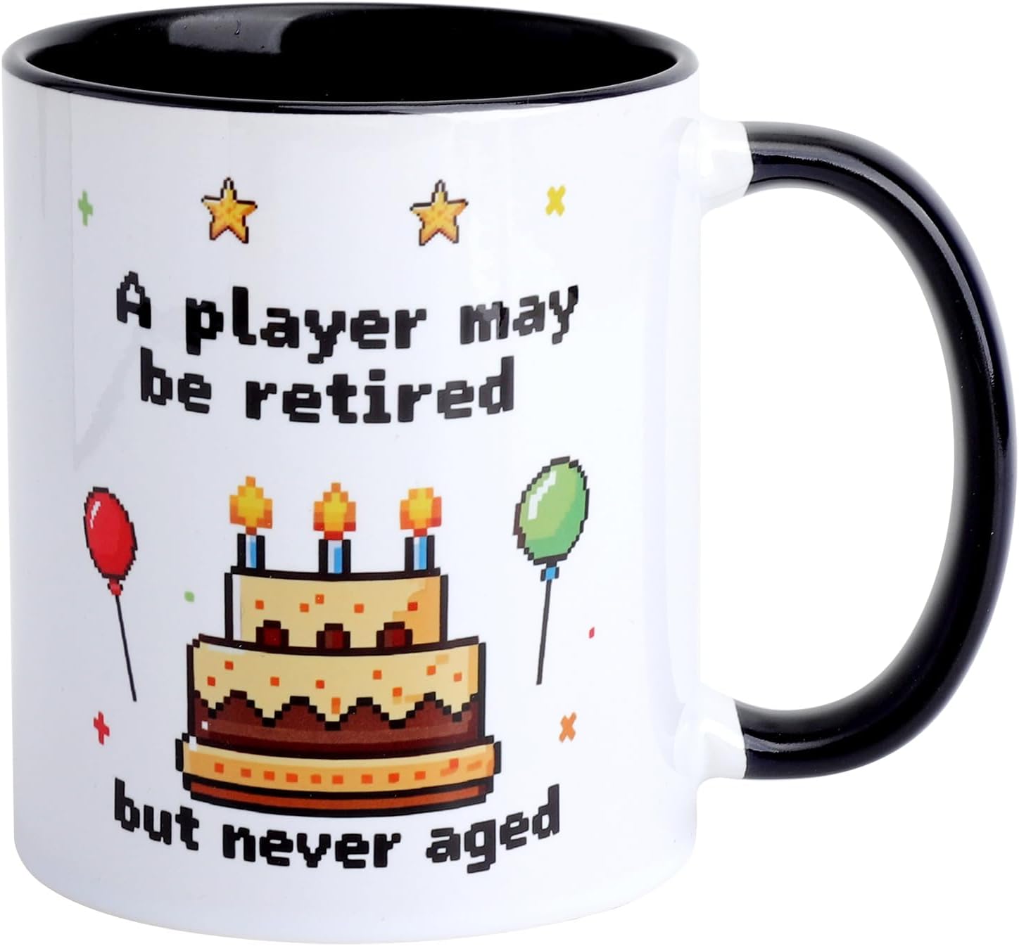 Gaming-becher – Becher Mit Dem Spruch „ein Spieler Mag Im Ruhestand Sein, Aber Niemals Altern“ – Geschenk Für Gamer, Geeks Und Spieler – Lustiger Becher Für Männer Und Jungen – 330 Ml, Personalisierba