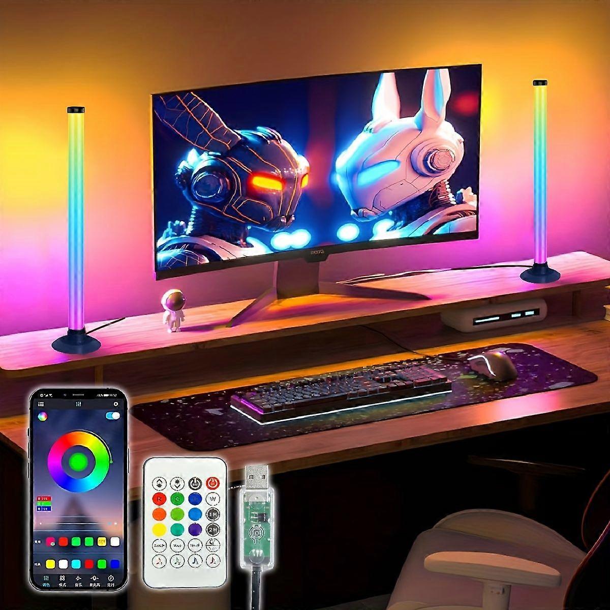 Intelligente Led-lichtleisten, 2er-pack Rgb-streifen Mit Fernbedienung, Usb-betrieben, Musiksynchronisation, Desktop-dekoration Für Gaming, Schlafzimmer, Tv Und Computer