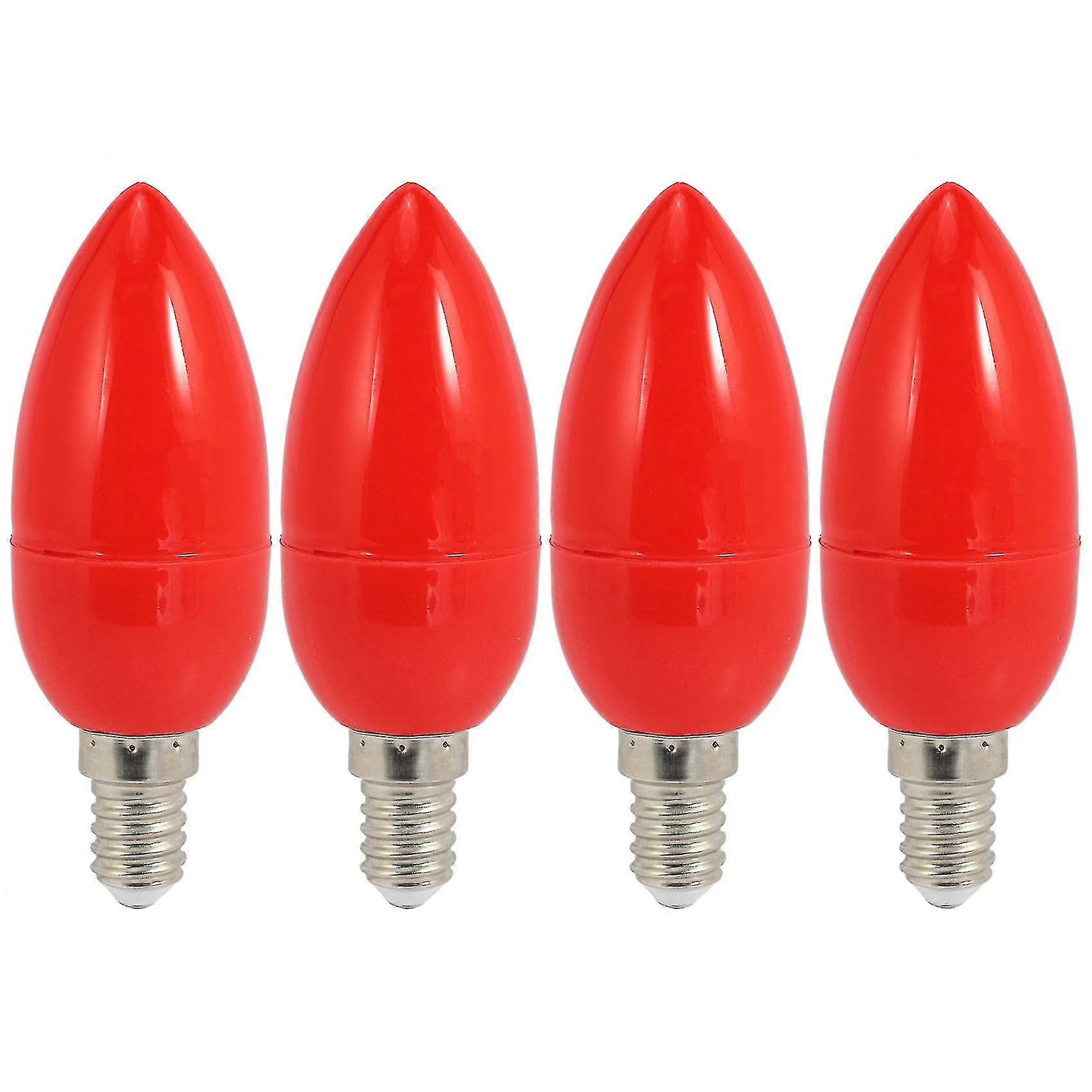 Set Mit 4 Roten E14-led-kerzenlampen, Glücksbringerlampe Für Die Götter, Energiesparend
