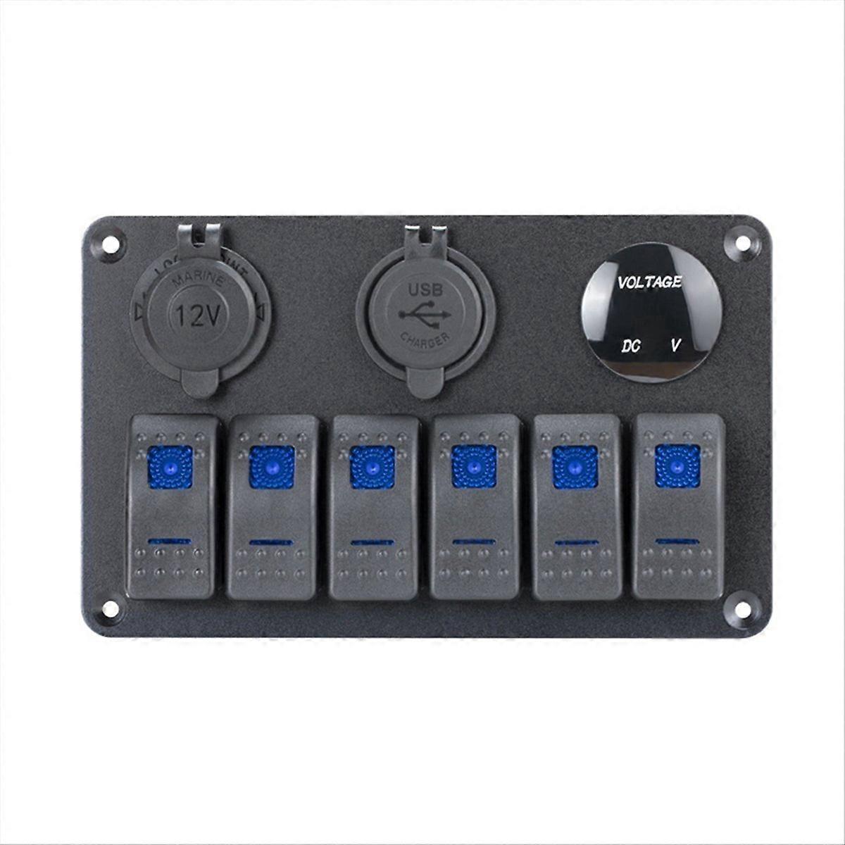 Panel Mit 6 Wasserdichten Kippschaltern Für Maritime Anwendungen, 12 Volt