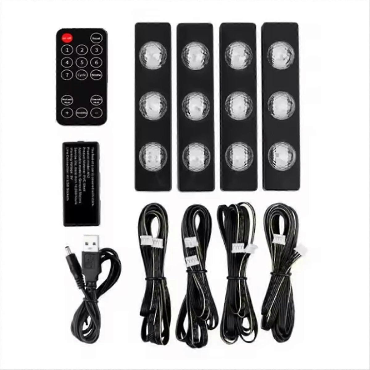 Set Mit 4 Usb-rgb-led-streifen Für Den Fahrzeuginnenraum