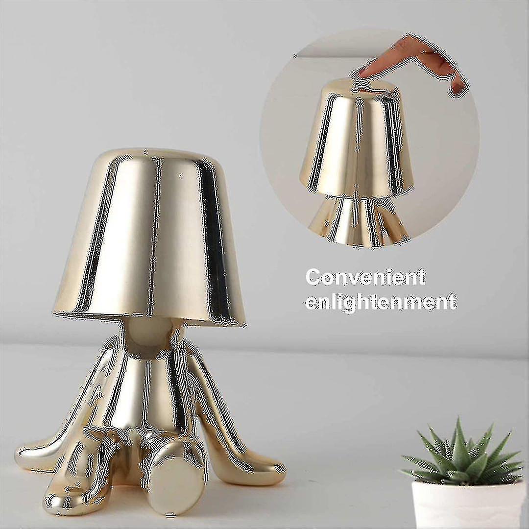 Touch-nachttischlampe, Goldene Thinker-schreibtischlampe, Kabellos, Wiederaufladbar, Tragbar, Dekorativ, Mit Usb-ladefunktion – Yuhao