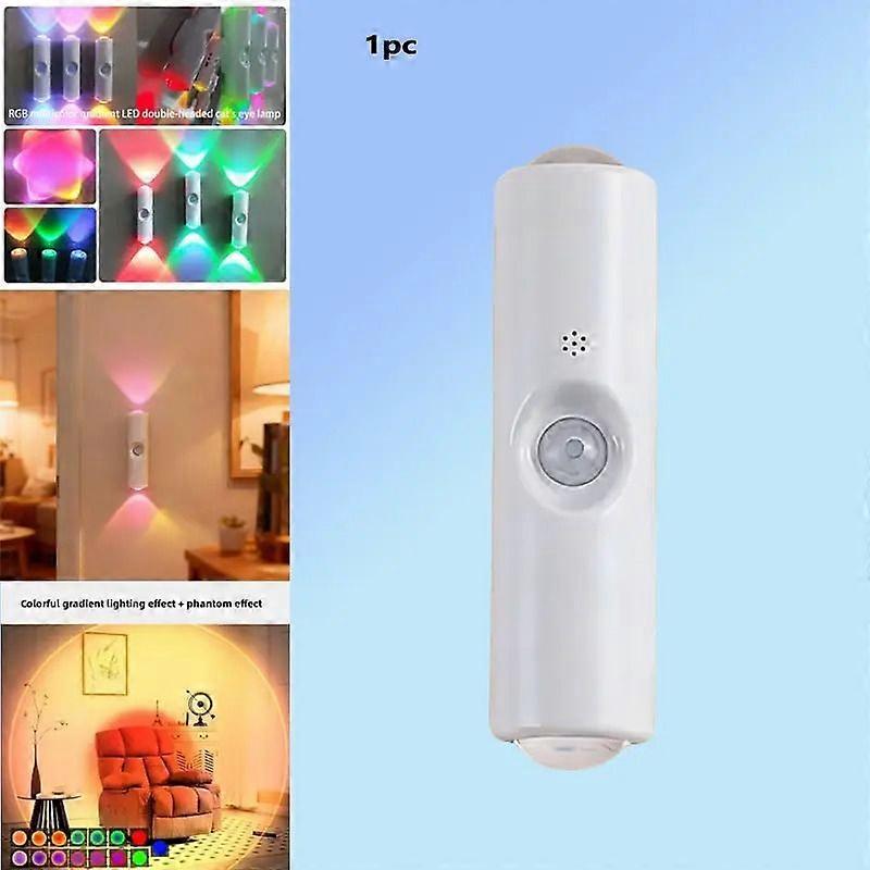 Rgb-wandleuchte Mit Katzenaugen-bewegungsmelder, 7 Farbmodi, Stufenlos Dimmbarer Led-spot, Wiederaufladbares Plug-&-play-nachtlicht Für Schlafzimmer, Flur Und Treppenhaus