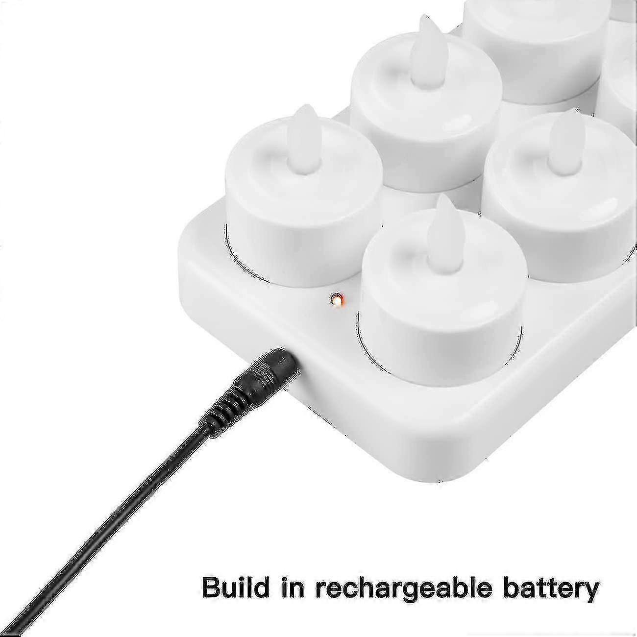 Wiederaufladbare, Flammenlose Led-teelichter – 12er-set Mit Mattierten Bechern Und Ladestation
