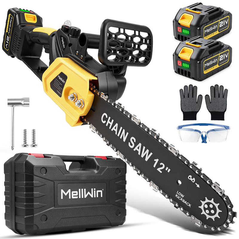 Akku-kettensäge 21 V, 30 Cm Schwert, Mit 2 X 4000 Mah-akkus Und Ladegerät