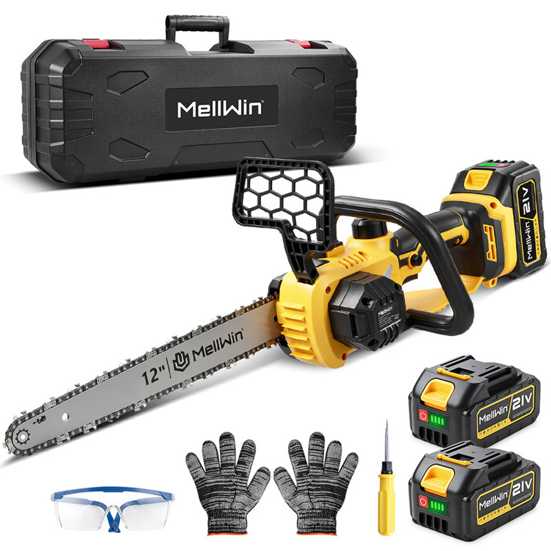Akku-kettensäge 21 V, 30 Cm Schwert, Led-anzeige, Mit 2 X 4,0-ah-akkus Und Ladegerät