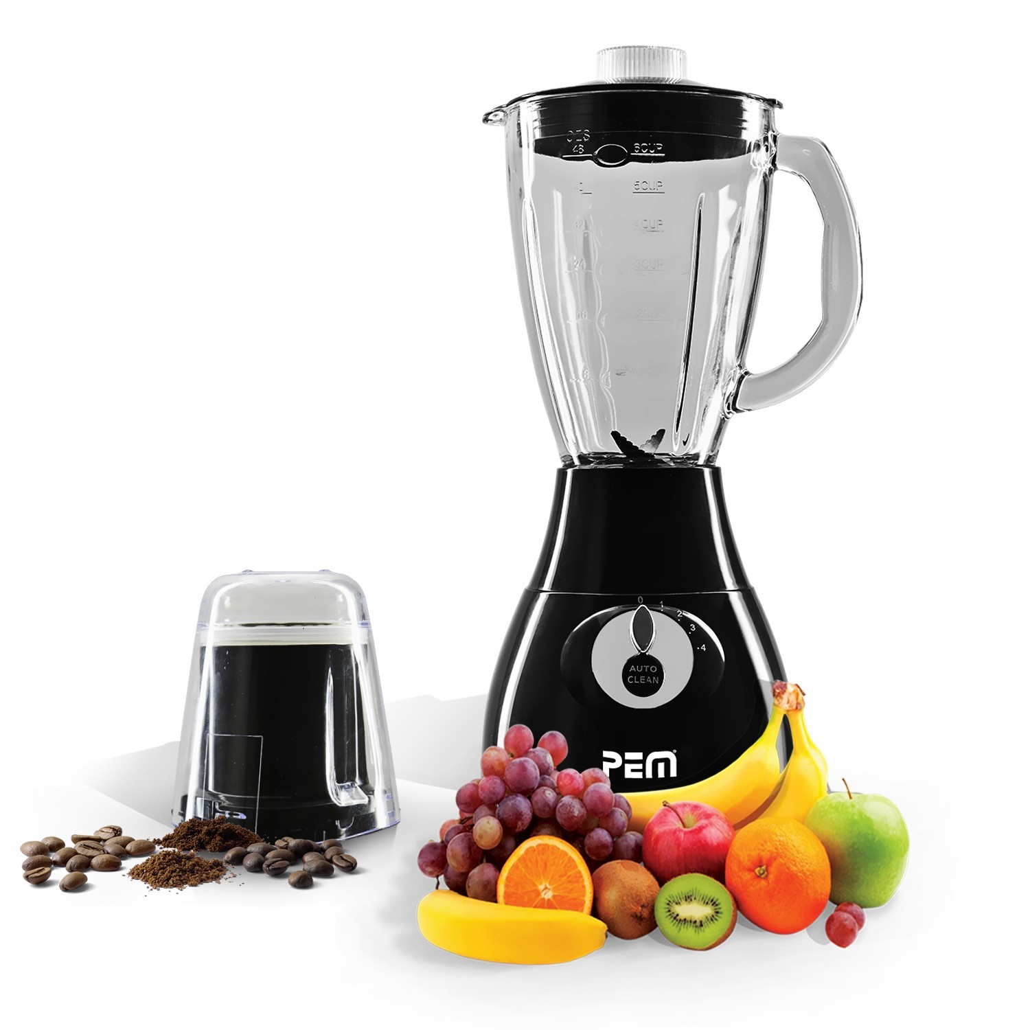 Blender (glas) 350w 1.7l 4 Blades + Kaffeemühle - Pem Bl-203