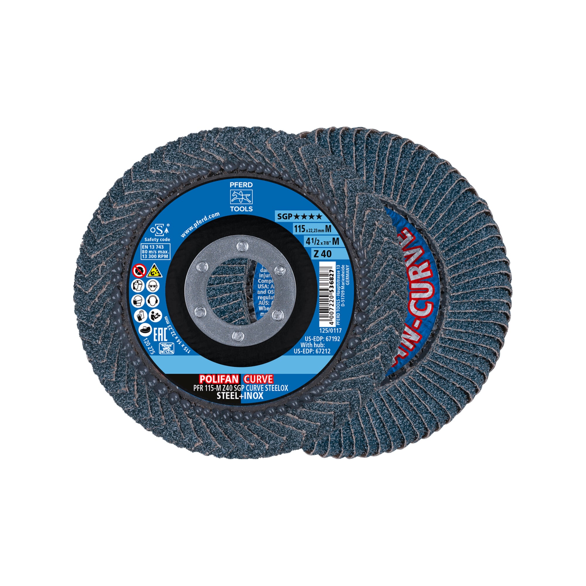 Pferd Tools Polifan-flap Discs Pfr 115-m Z 40 Sgp Curve Steelox 2 Stk