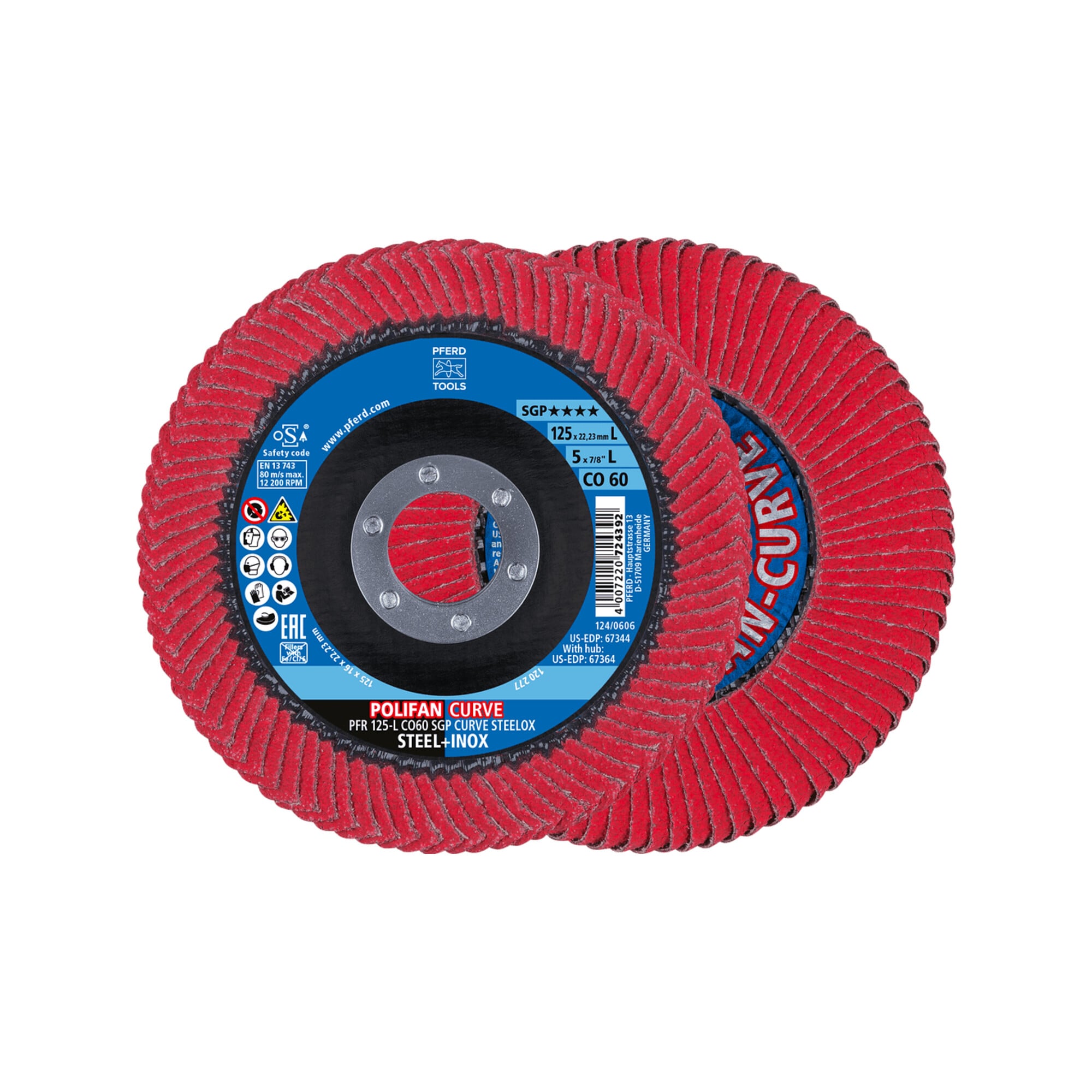 Pferd Tools Polifan-flap Discs Pfr 125-l Co 60 Sgp Curve Steelox 2 Stk
