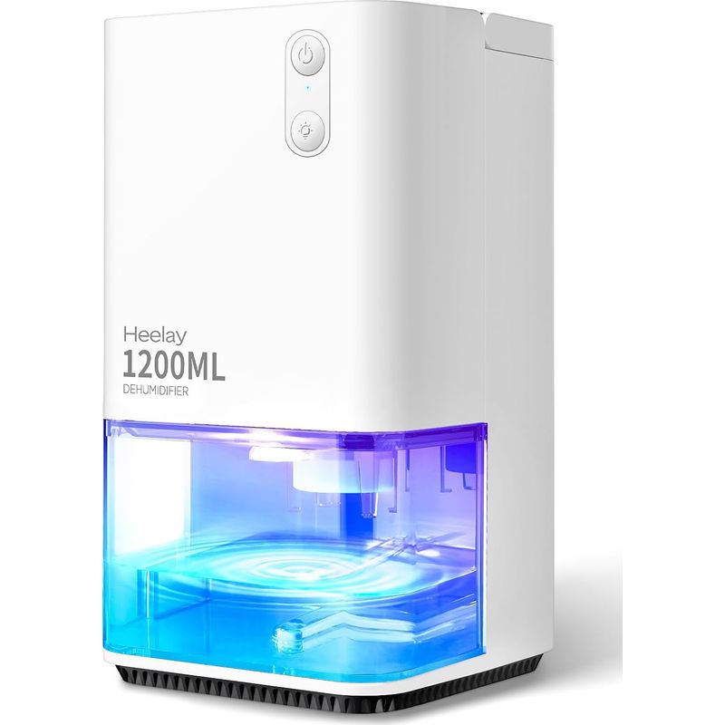 1200-ml-luftentfeuchter, Energiesparender Elektrischer Luftentfeuchter, Tragbar, Extrem Leise, Automatische Abschaltung, 7-farbige Beleuchtung, Luftentfeuchter Für Schlafzimmer Und Badezimmer