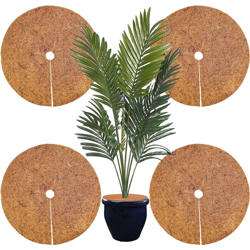 Runde Kokosnussscheiben, 45 Cm Durchmesser, 4 Stück, Pflanzenschutz Aus Kokosnussschalen, Speichert Wärme, Schützt Vor Frost, Reduziert Unkraut, Natürliches, Biologisch Abbaubares Material