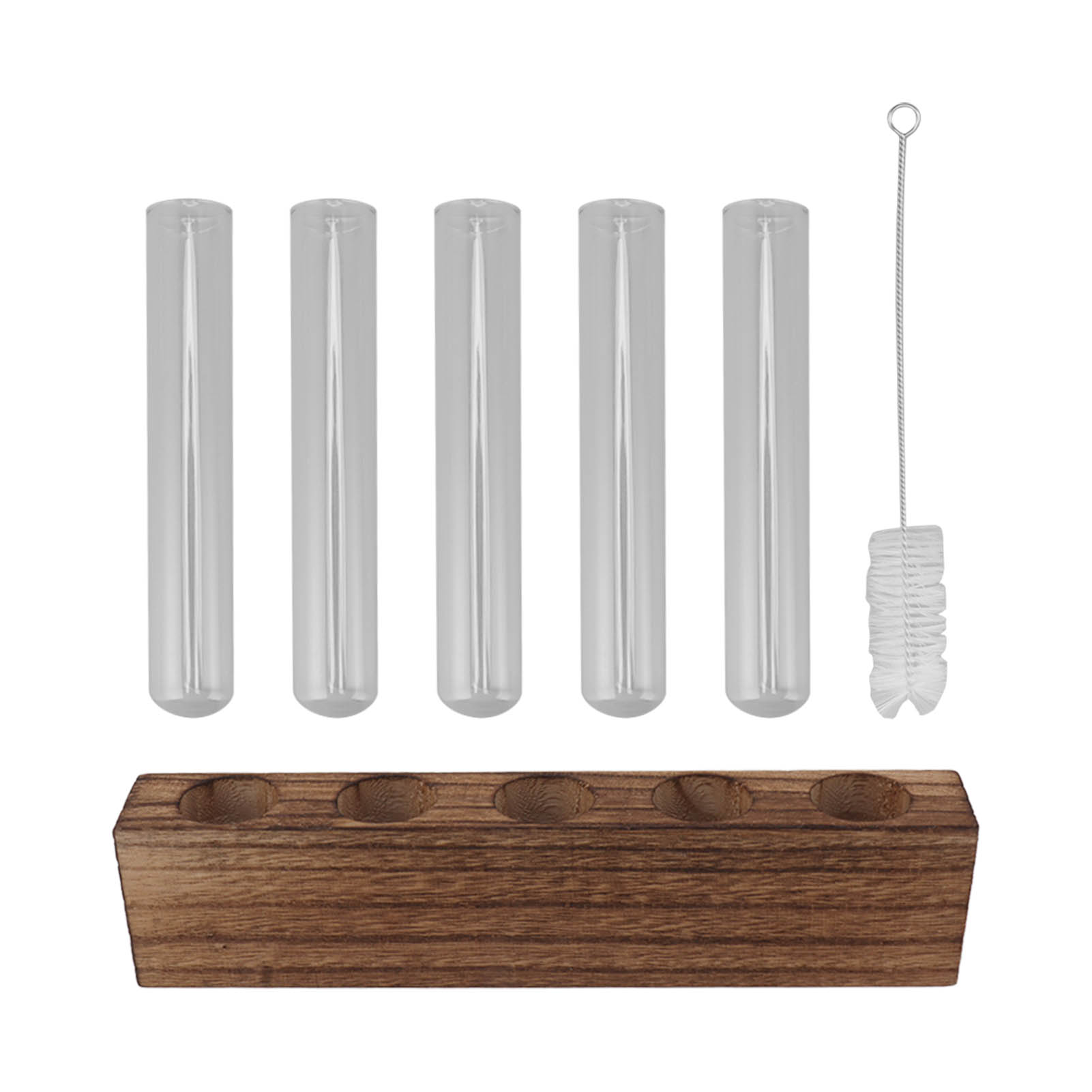 Vermehrungsstation Aus Glas, Vermehrungsröhrchen, Tisch-terrarium Mit Holzständer, Mini-reagenzgläser, Wohndekoration, 5 Röhrchen