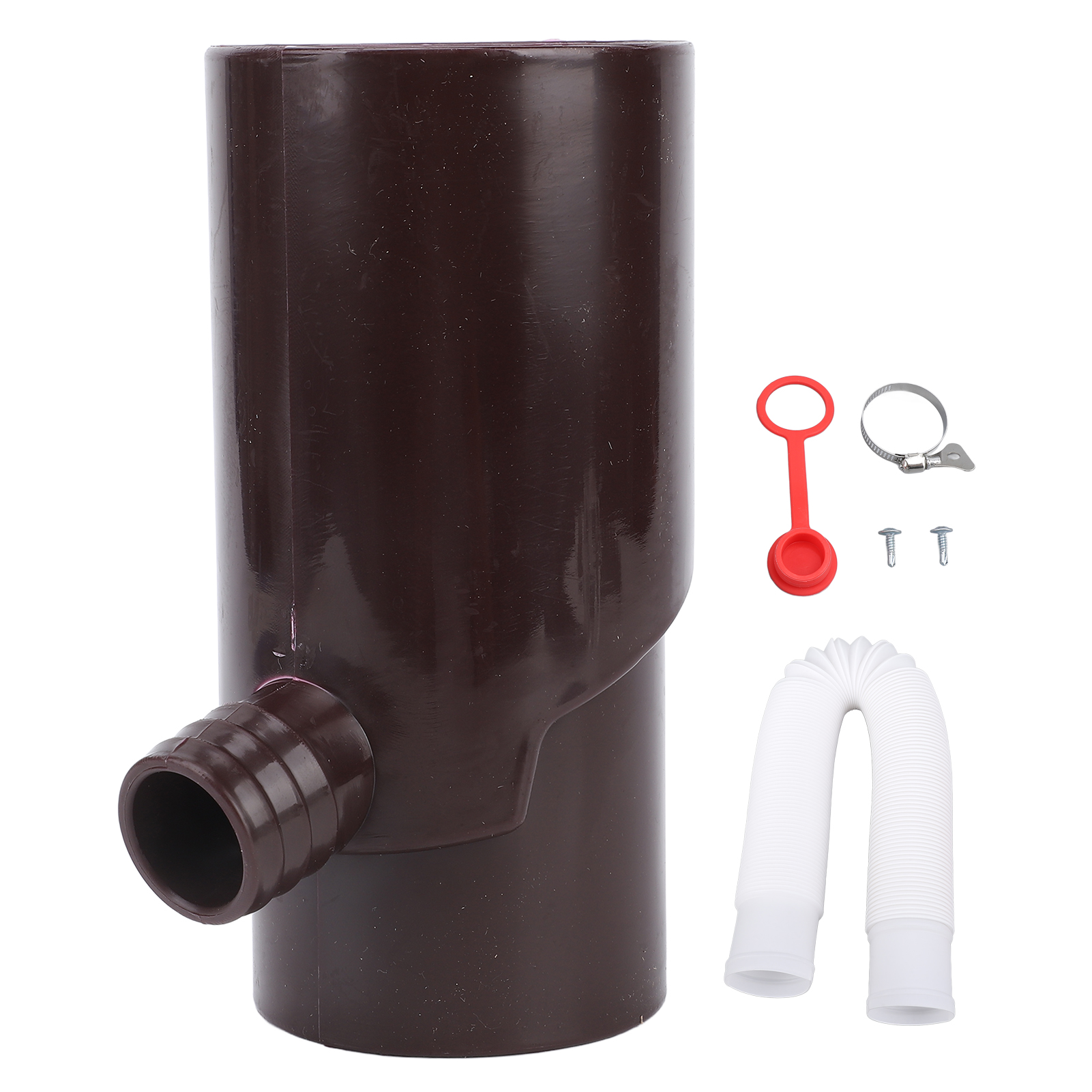 Regenwassernutzungssystem Aus Kunststoff, 8 Cm Rundes Fallrohr, Braun, Für Bewässerung Und Aquarien.
