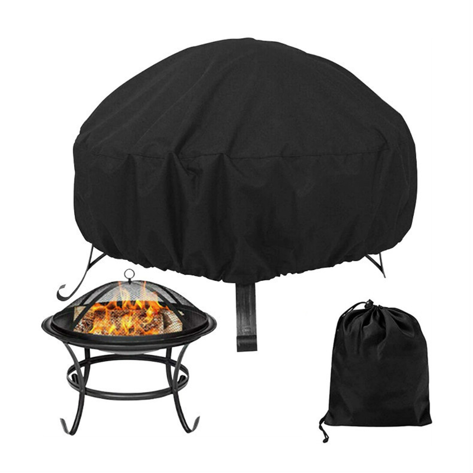 Abdeckung Für Feuerstellen Im Außenbereich, Durchmesser 86 Cm, Höhe 38 Cm, 210d Silberfarbenes Gewebe, Wasserdicht Und Uv-beständig, Für Die Terrasse.