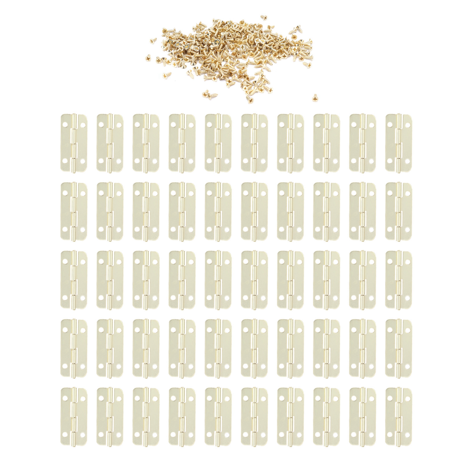 Packung Mit 50 Abgerundeten Eisenscharnieren Für Holztüren Und -kisten.