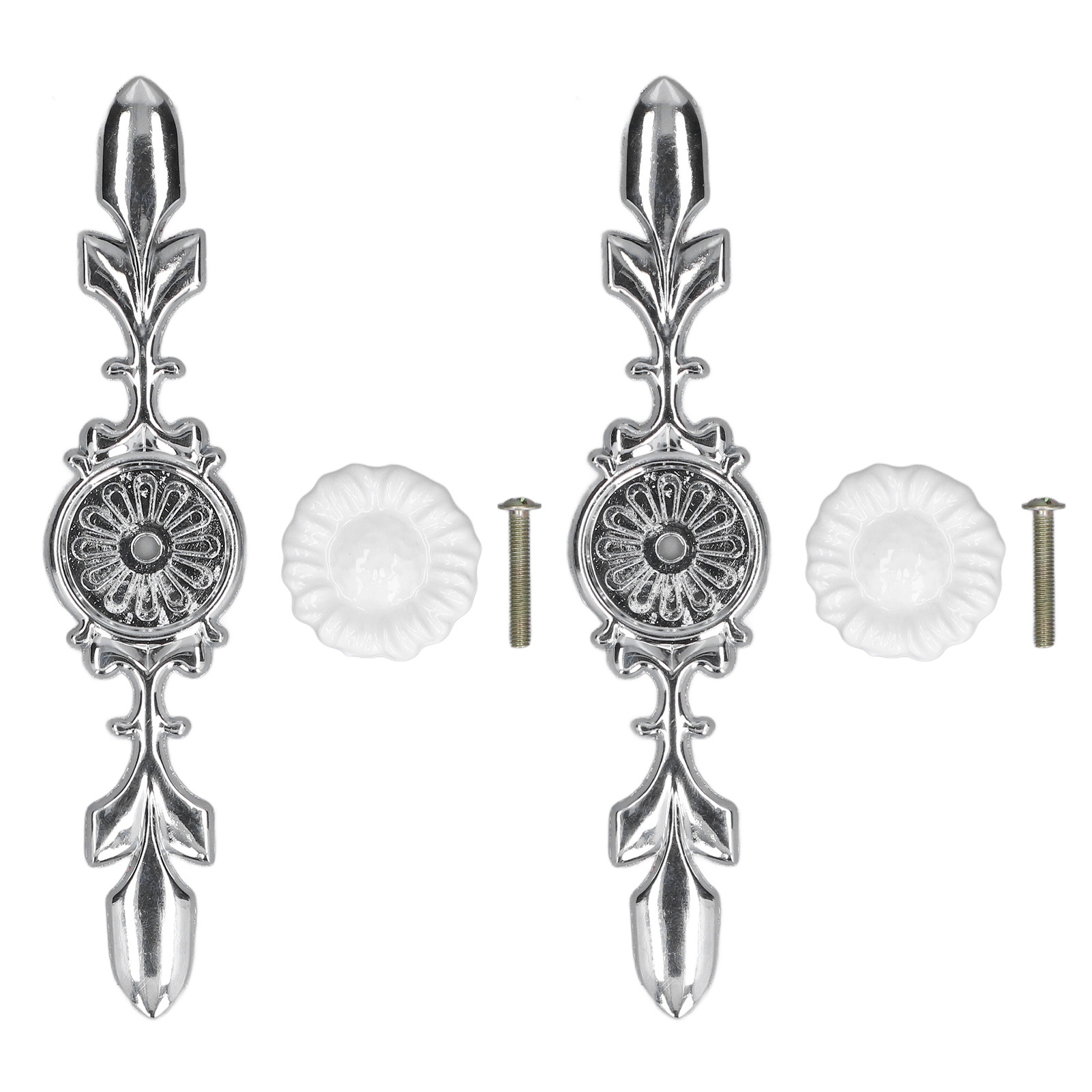 Set Mit 2 Dekorativen Keramik-schubladengriffen Mit Rosette Für Schrank- Und Küchentüren (küche, Bad, Büro) – Sonnenblumenmuster 1088d