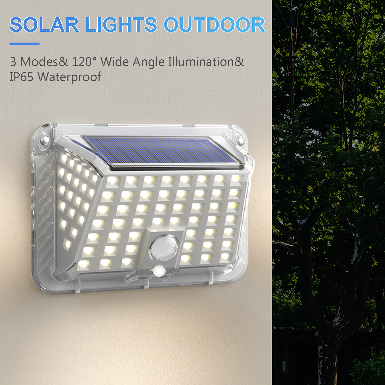 Kabellose Led-solar-außenleuchten Mit Bewegungssensor, 3 Beleuchtungsmodi, 120° Weitwinkel, Ip65 Wasserdicht