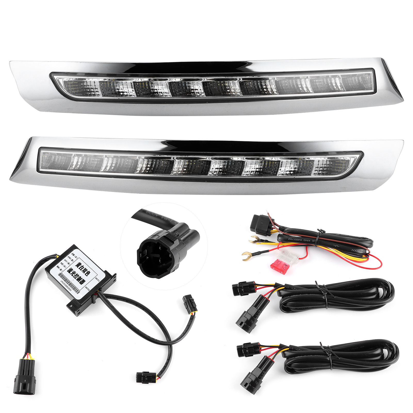 Paar Weiße Led-tagfahrlichter Mit Gelben Blinkern Und Nebelscheinwerfern, Kompatibel Mit Xc90 2007-2013