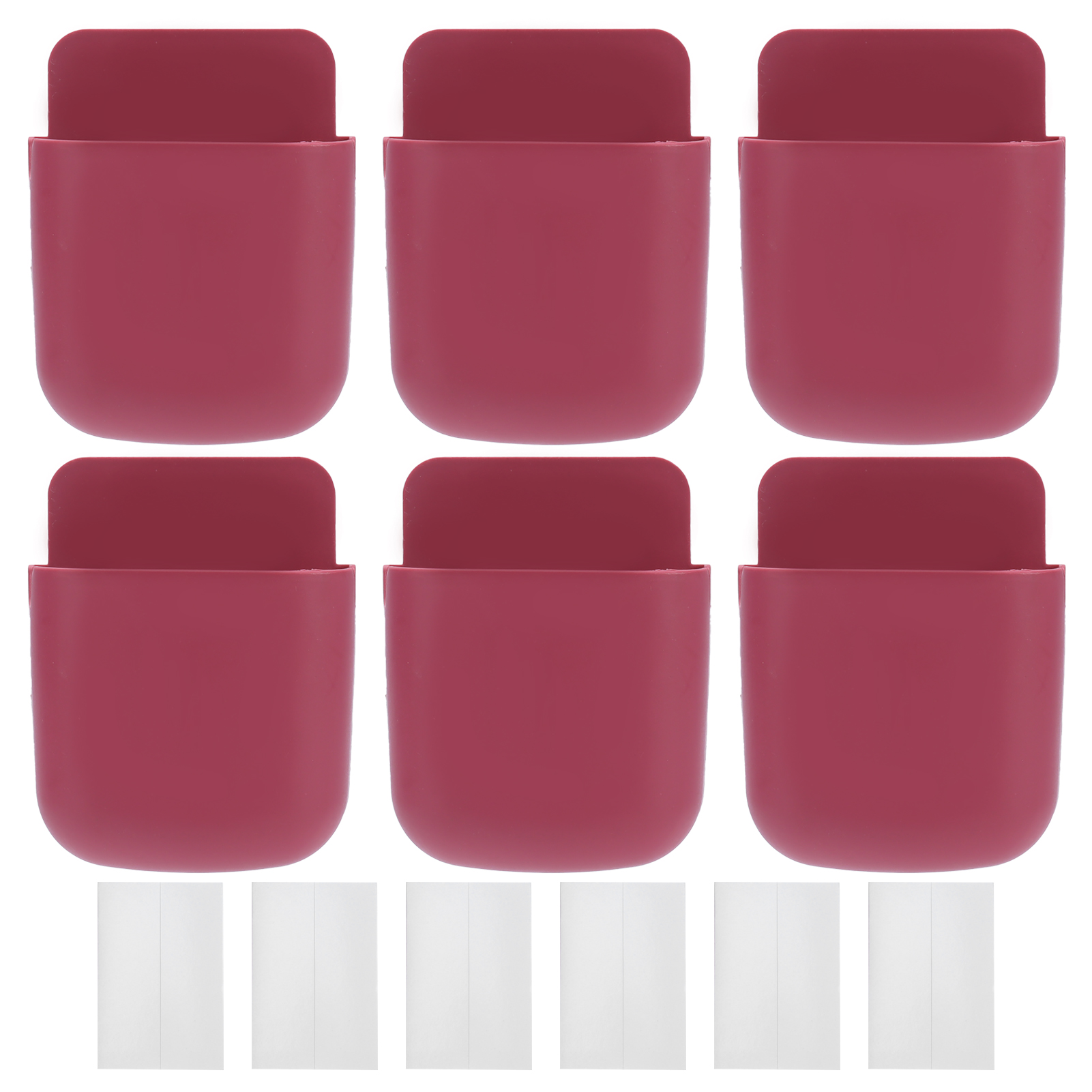 Set Mit 6 Wandhalterungen Für Fernbedienungen Und Handyboxen, Ideal Für Zuhause, Nachttisch Oder Schule. Farbe: Weinrot.