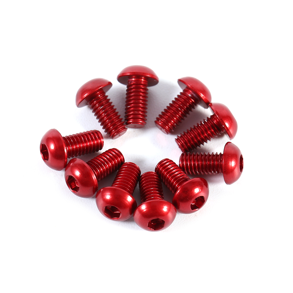 10 M3 6-10 Mm Rundkopfschrauben Aus Aluminiumlegierung, Innensechskant, Rot, 6 Mm