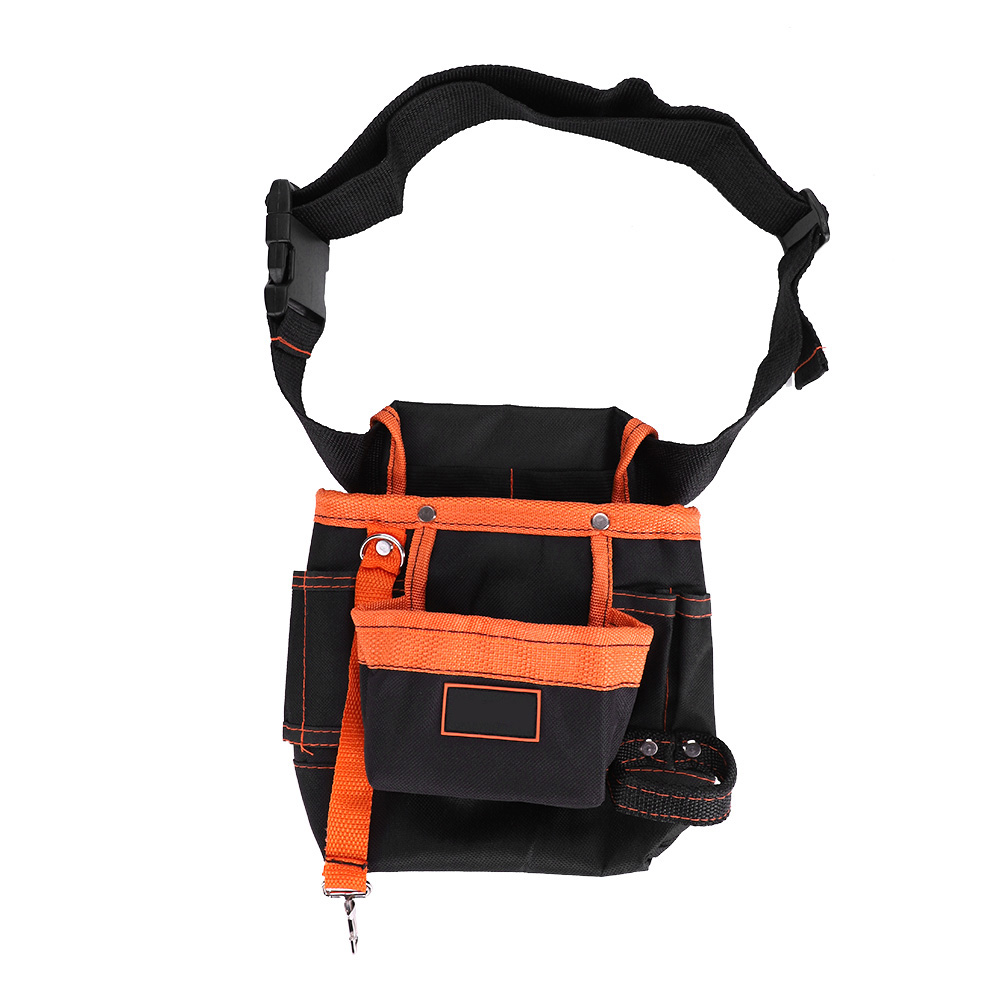 Werkzeuggürteltasche Mit 8 Fächern, Verstellbare Tragetasche, Elektrikertasche (schwarz, Orangefarbener Besatz)