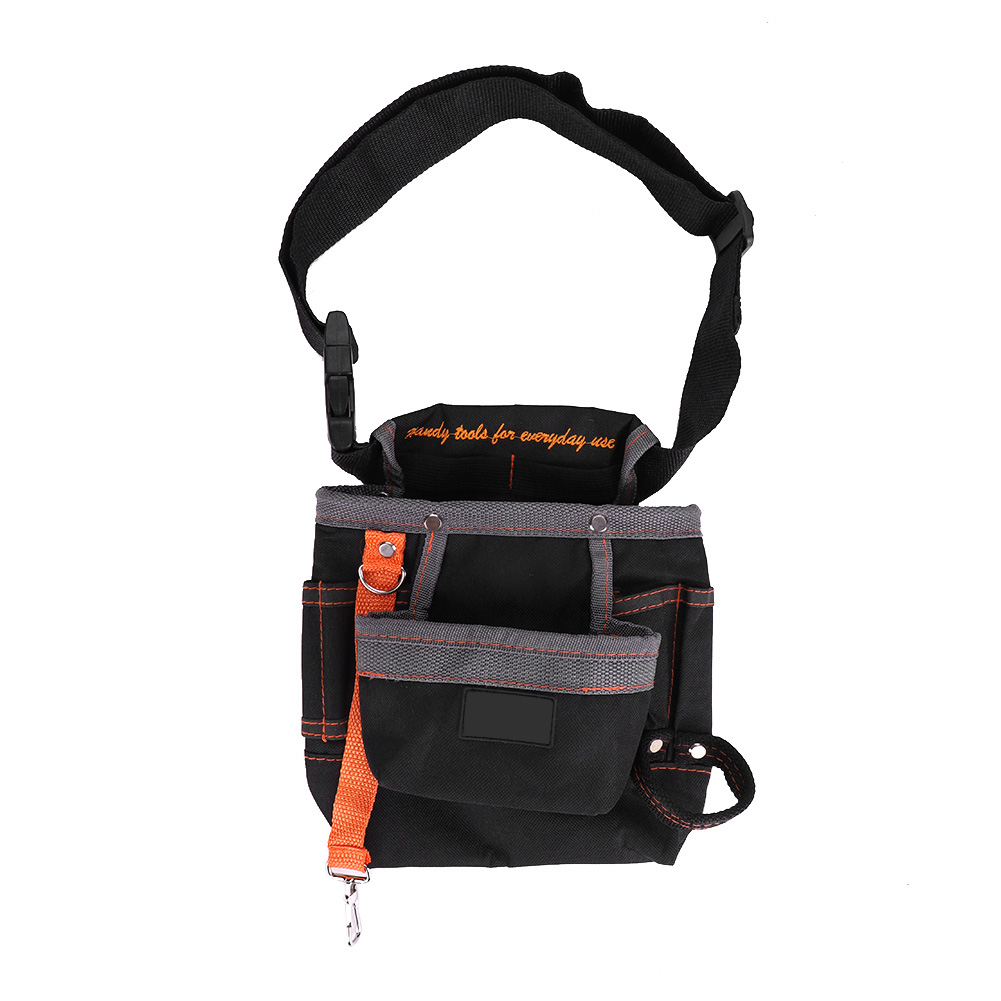 Werkzeuggürteltasche Mit 8 Fächern, Verstellbare Tragetasche, Elektrikertasche (schwarz, Graue Zierleiste)