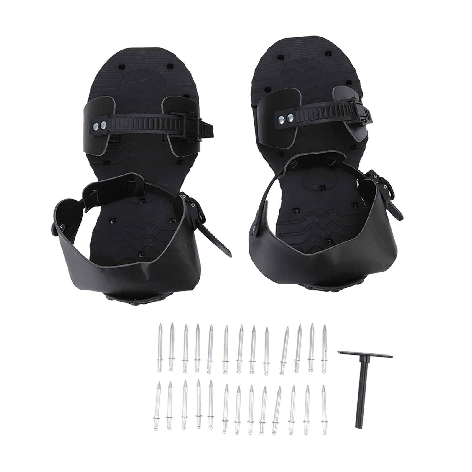 Paar Pu-sandalen Mit Spikes Zum Belüften Von Rasenflächen, Belüftungswerkzeug Für Gesunde Gartenpflanzen, Schwarz