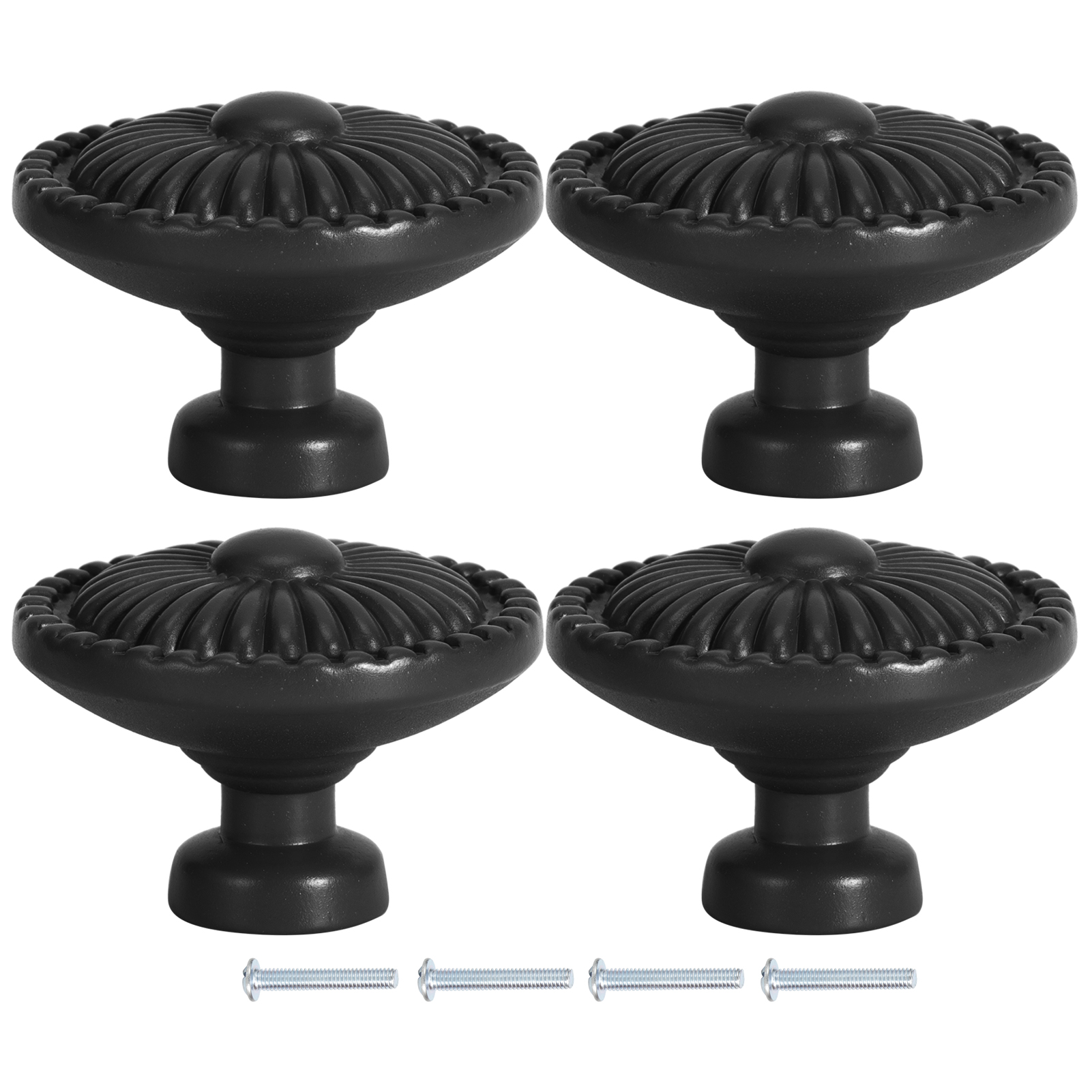 Set Mit 4 Runden Einlochgriffen Aus Zinklegierung Für Küchen-/kleiderschränke, Schwarz 388