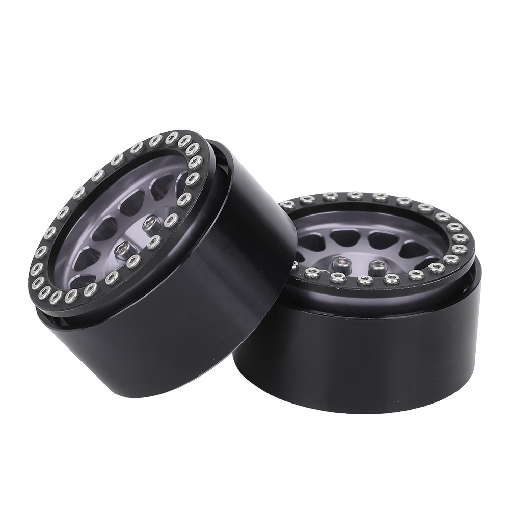 4 Stück 1:10 Rc Crawler-auto-metallradnaben-autoreifen Passend Für Axial Scx10 / Scx10ii / 90046 / 90047, Schwarz Und Silber