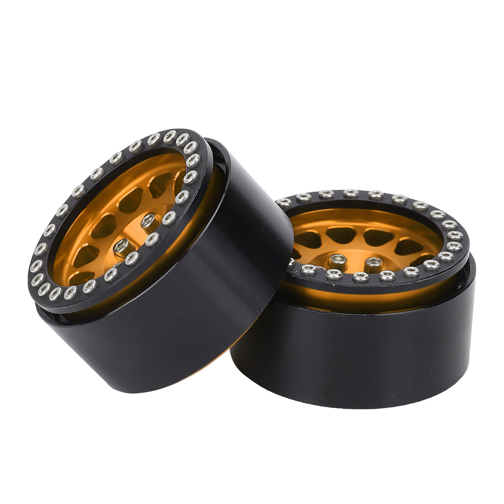 Stück 1:10 Rc Crawler-auto-metallradnaben-reifen Passend Für Axial Scx10 / Scx10ii / 90046 / 90047, Schwarz Und Gold