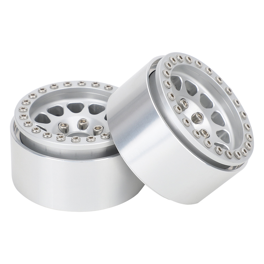4 Stück 1:10 Rc Crawler Auto Metall Radnaben Autoreifen Passend Für Axial Scx10 / Scx10ii / 90046 / 90047 Silber