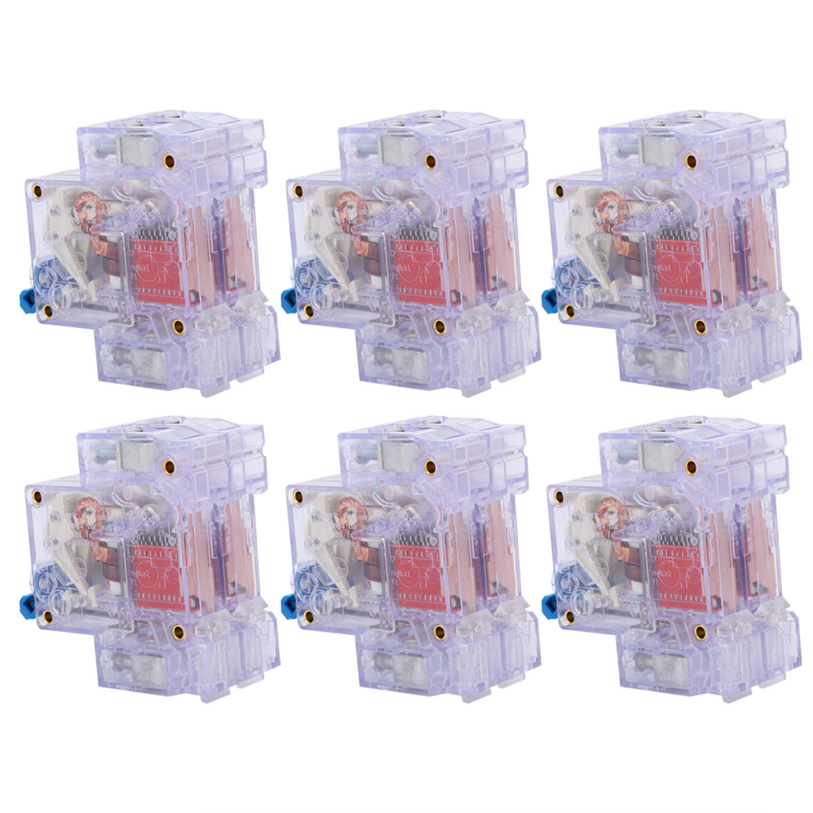 6 Stück Dz47‑63 2p 6‑63a Transparente Mcb Mini-leistungsschalter Luftschalter Stromkreisschutz