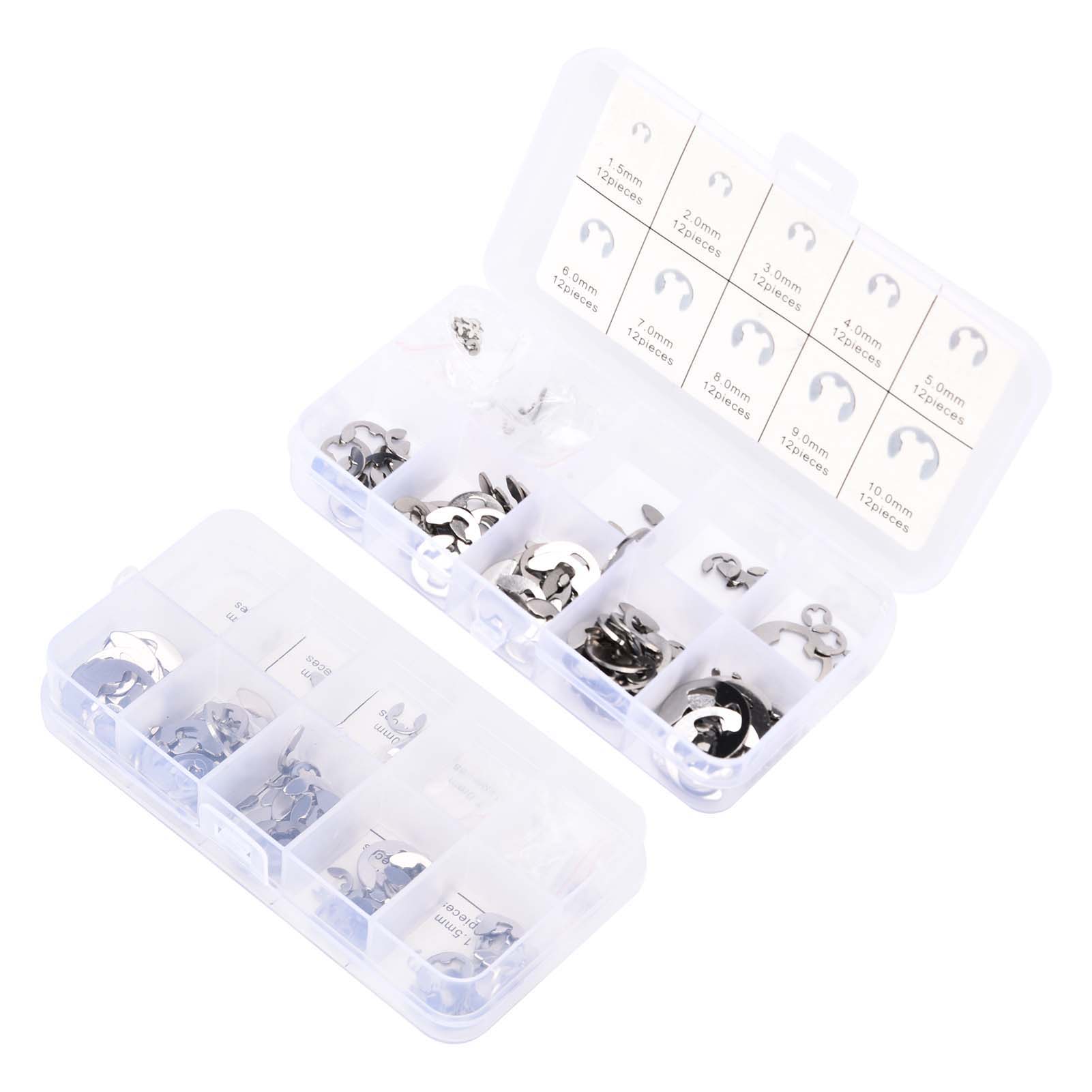 120 Stück Sprengringe M1,5–10, Mini-set, Tragbar, Korrosionsbeständig, Edelstahl